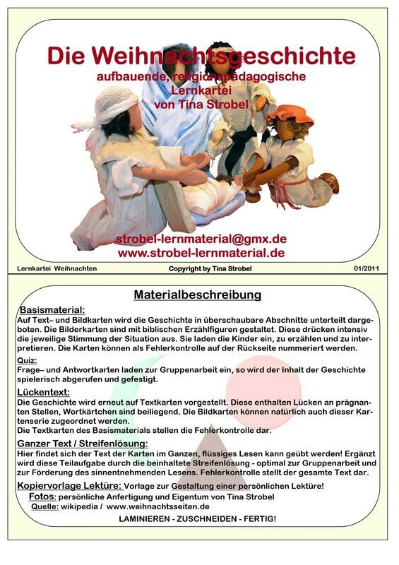 Die Weihnachtsgeschichte Lernkartei - aufbauend