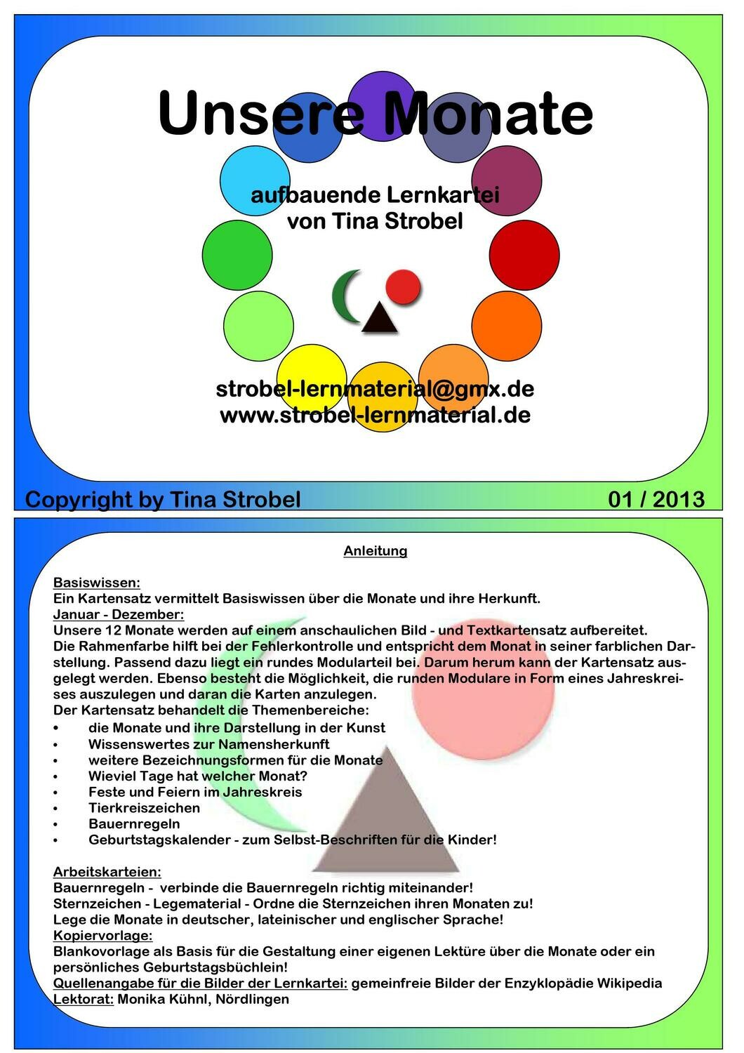Unsere Monate Lernkartei - aufbauend