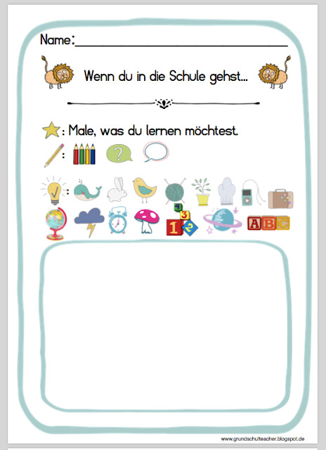 Material 1. Schultag - Wenn ein Löwe in die Schule geht