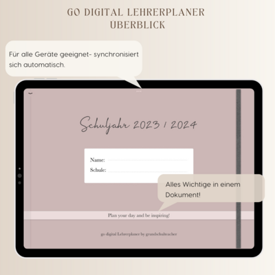 go digital Lehrerplaner 23 / 24 - Kirschblüte - 10 Schulstunden