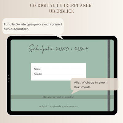 go digital Lehrerplaner 23 / 24 - Seerosenblatt - 10 Schulstunden