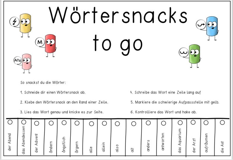 Wörtersnacks - Lernwörterübung / Grundwortschatz
