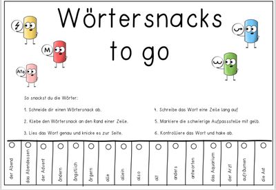 Wörtersnacks - Lernwörterübung / Grundwortschatz