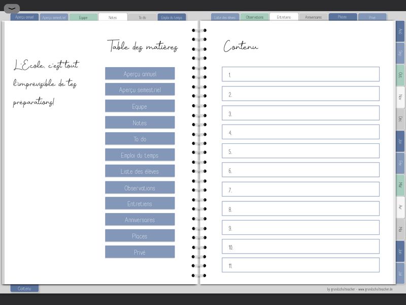 Teacher planner numérique - en français 21 / 22