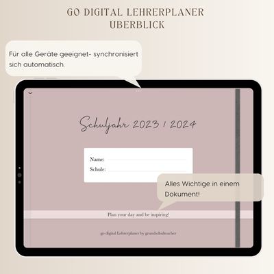 go digital Lehrerplaner 23 / 24 - Kirschblüte - 10 Schulstunden