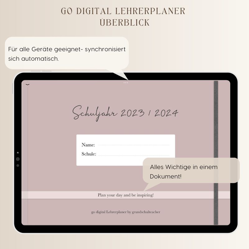 go digital Lehrerplaner 23 / 24 - Kirschblüte - 6 Schulstunden