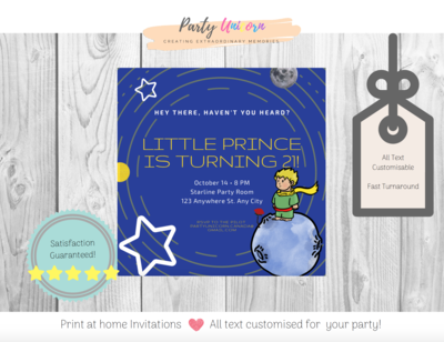 Print at Home Little Prince Party Invitation * All Text Customisable