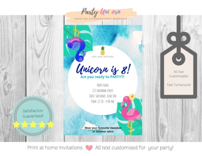 Print at home Flamingos Invitation * All Text Customisable