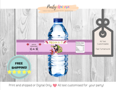 Chinese Princess Warrior Water Bottle Labels