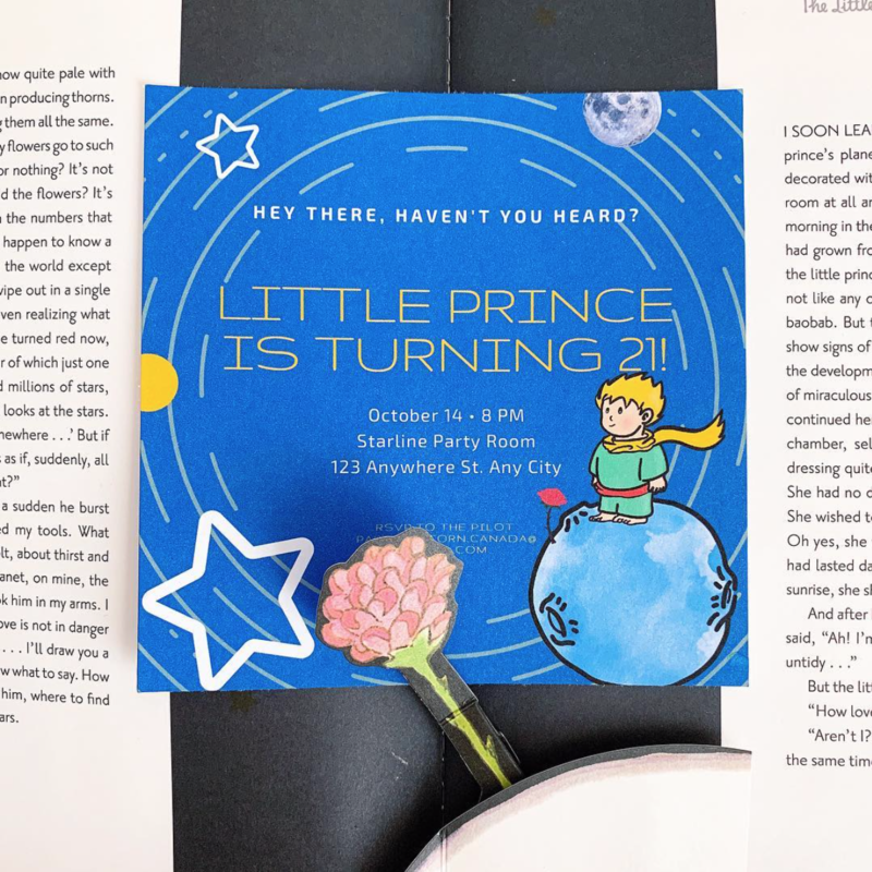 Little Prince Red Rose Birthday Party Invitation * All Text Customisable