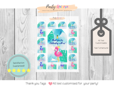 Tropical Flamingo Birthday Party Thank you Tags