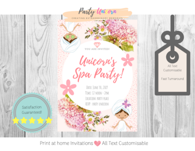 Print at home Girl Spa Party Invitation * All Text Customisable
