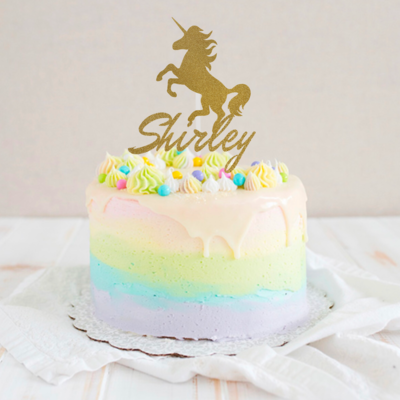 Glitter Cake Topper &quot;Unicorn + Personal Name&quot;