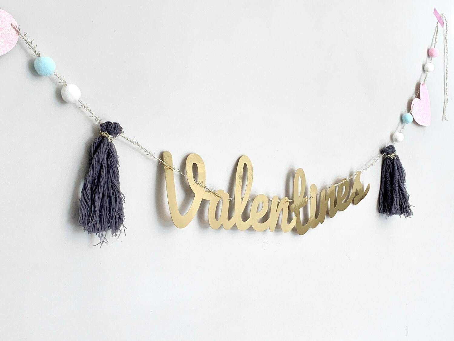 Valentine&#39;s Decoration Banner with Tassels and PomPoms