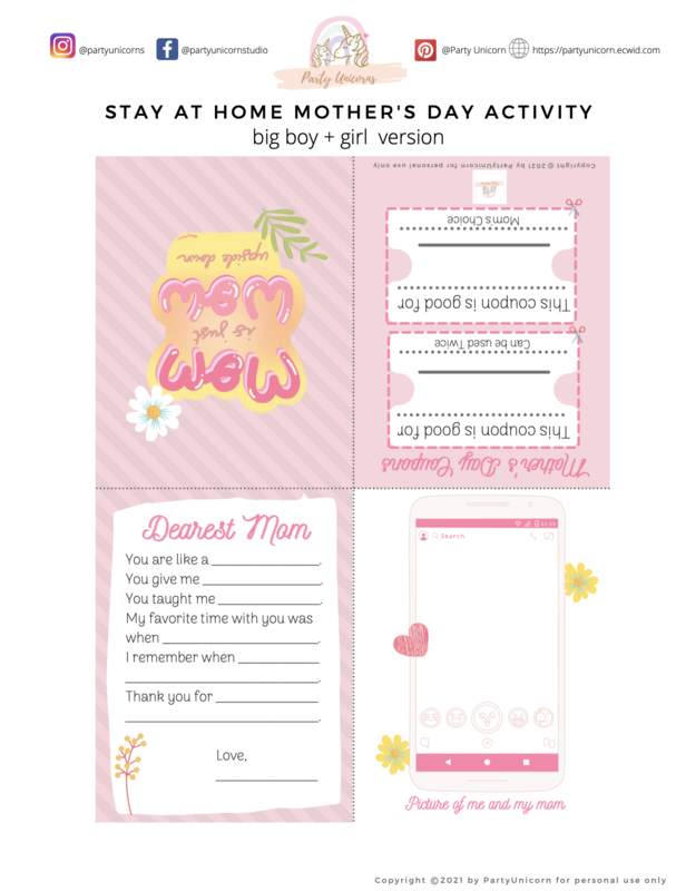Mother&#39;s Day Activity - Big boy + girl version
