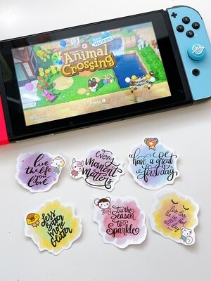 Animal Crossing Inspired + Hand Lettering Stickers (Set of 6)