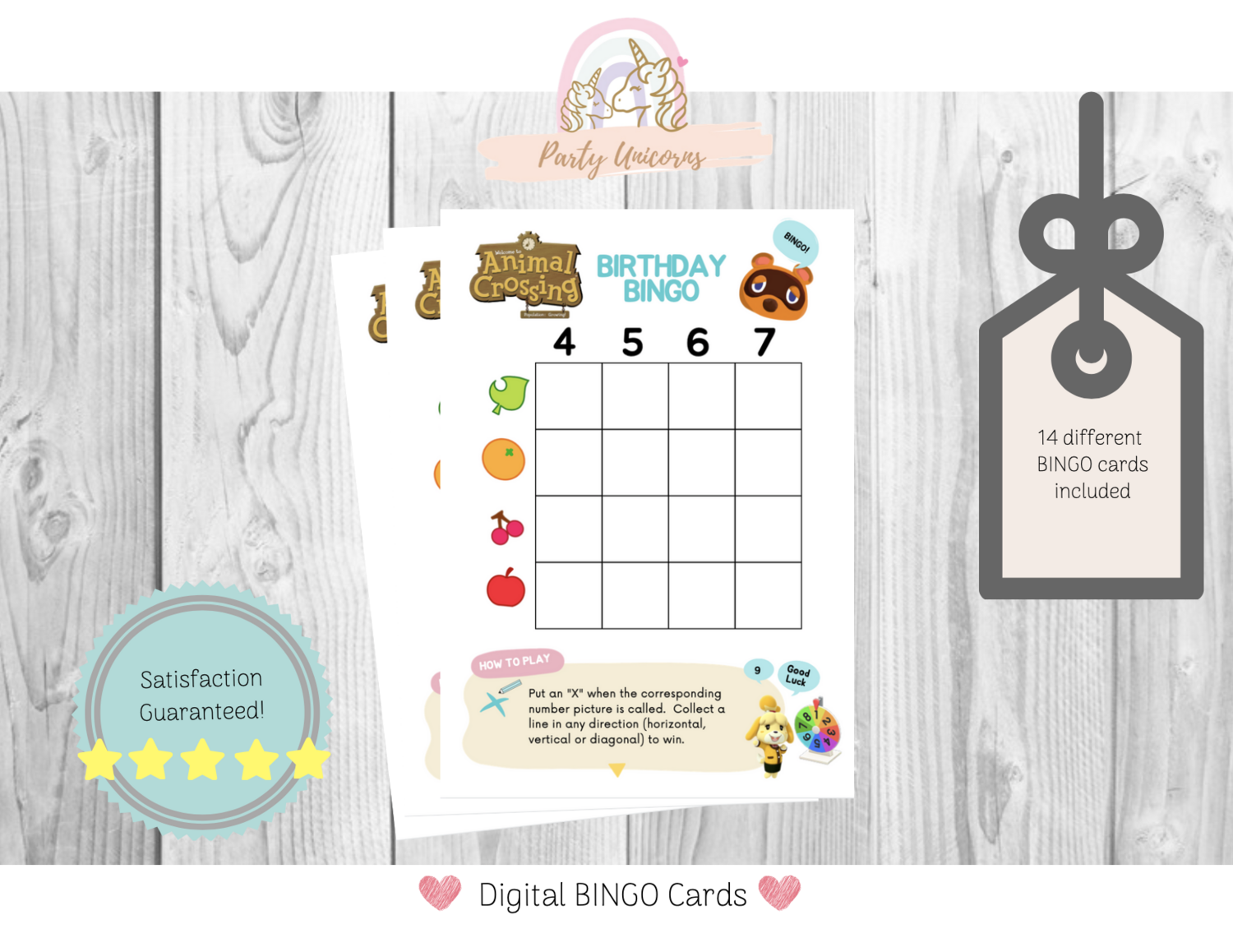 Digital Animal Crossing Bingo Game Cards