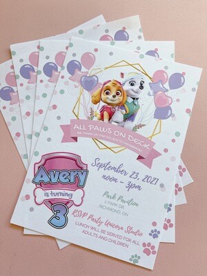 Skye + Everest Paw Patrol Party Invitation (Print and Ship)