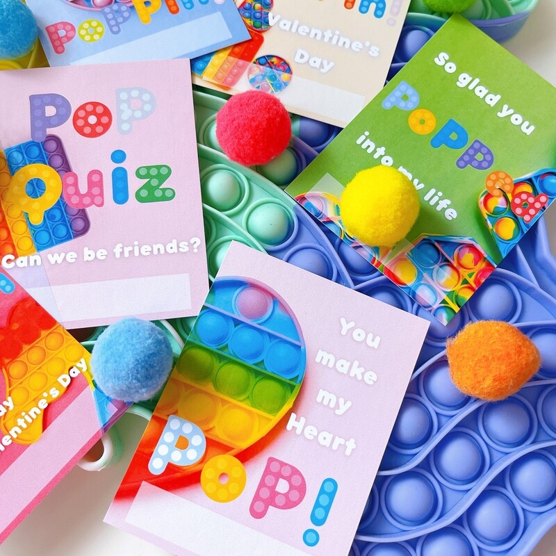 Popit Valentine's tag/card - Immediate Digital Download