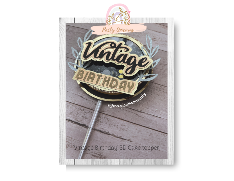 Vintage Birthday 3D Cake Topper