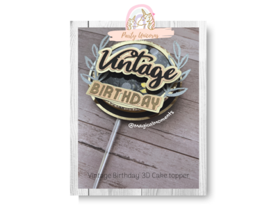 Vintage Birthday 3D Cake Topper