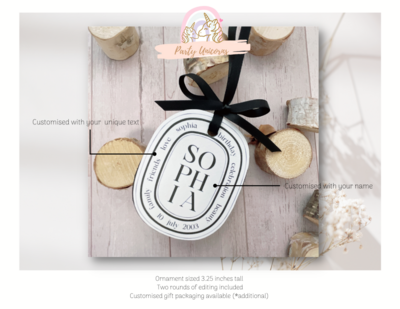 Diptyque Inspired Personalised Ornament / Tag