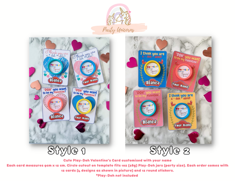 12 Customised Valentine's Cards with round labels (Play-Doh not included)