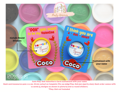 12 Customised Valentine&#39;s Cards with round labels (Play-Doh not included)
