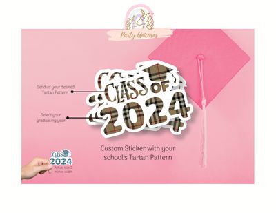 Class of &#39;Year&#39; Custom Tartan Stickers (18 stickers) – Unique and Memorable Graduation Gifts
