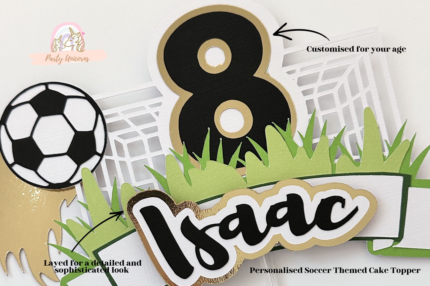 Custom Soccer Cake Topper | Personalized Name &amp; Age