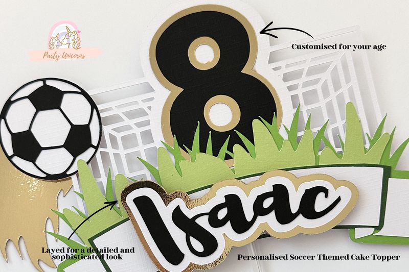 Custom Soccer Cake Topper | Personalized Name &amp; Age
