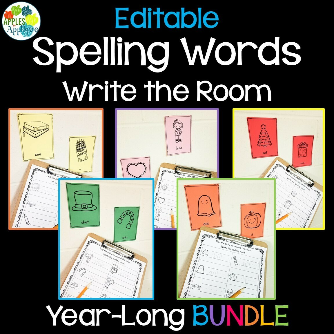 EDITABLE Spelling Write the Room Yearlong BUNDLE