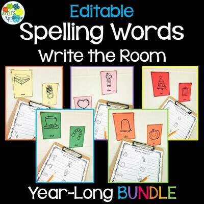 EDITABLE Spelling Write the Room Yearlong BUNDLE