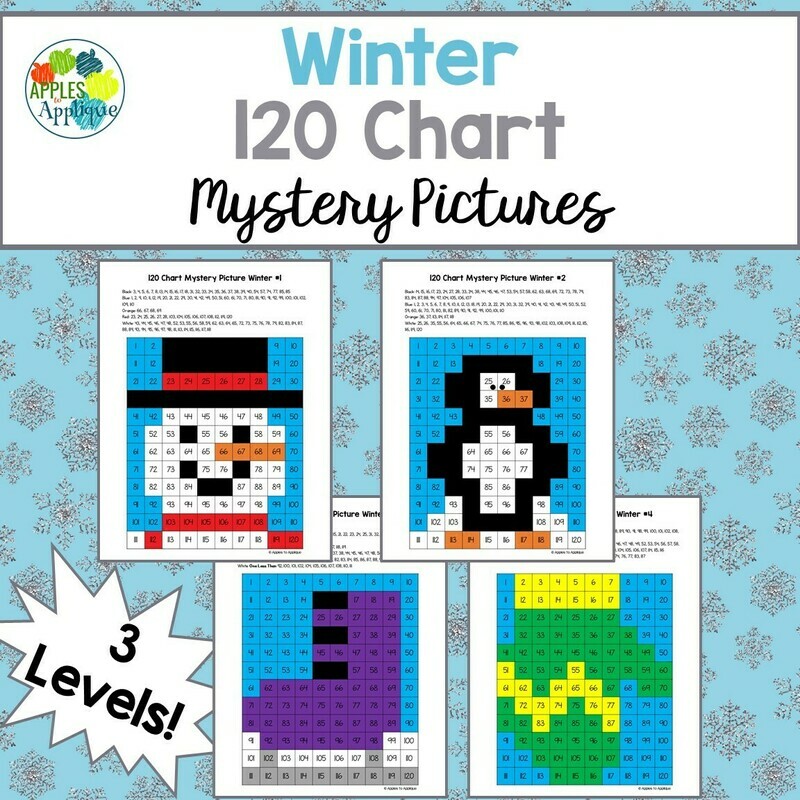 120 Chart Mystery Pictures - Winter| 4 Designs with 3 Levels Each