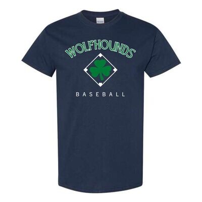 Wolfhounds Baseball Shamrock Diamond Navy T-shirt