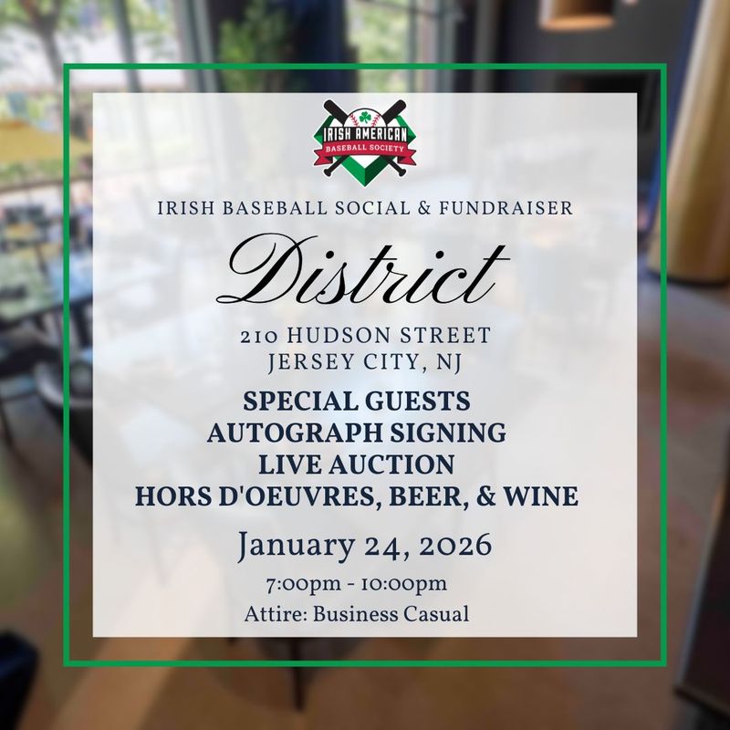 Irish Baseball Social and Fundraiser: Saturday January 24