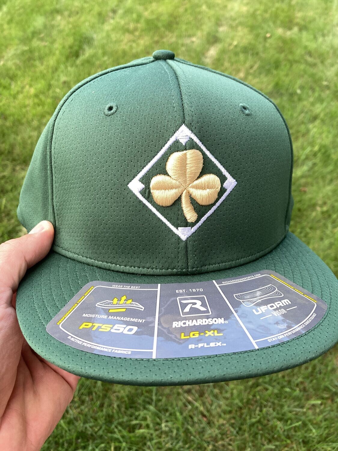 Irish Baseball Flat Bill Green Cap with Gold Shamrock and Ireland Flag, Size: SM-MD (7 - 7 1/4), Add an AOH Patch: No
