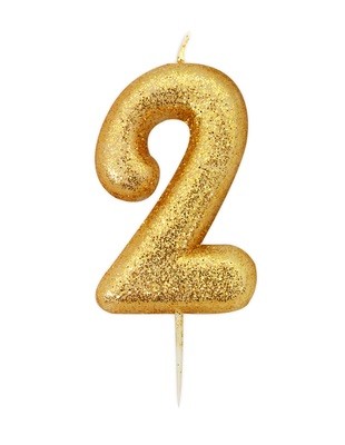 By AH -Candles -GLITTER GOLD '2' -Κεράκι Χρυσό Γκλίτερ αριθμός '2' By AH -Candles -GLITTER GOLD '2' -Κεράκι Χρυσό Γκλίτερ αριθμός '2'