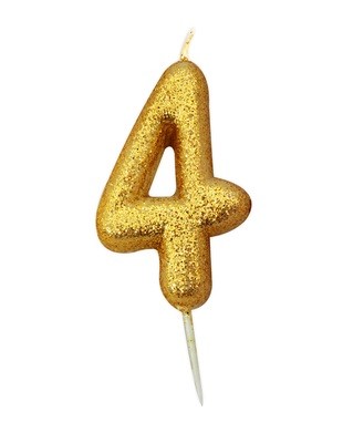 By AH -Candles -GLITTER GOLD '4' -Κεράκι Χρυσό Γκλίτερ αριθμός '4' By AH -Candles -GLITTER GOLD '4' -Κεράκι Χρυσό Γκλίτερ αριθμός '4'