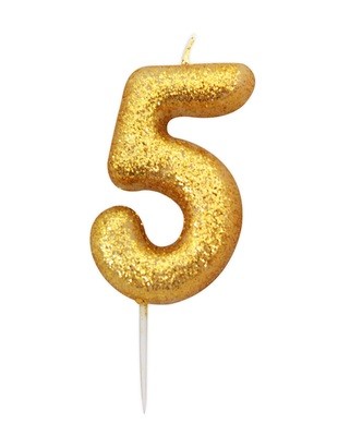 By AH -Candles -GLITTER GOLD '5' -Κεράκι Χρυσό Γκλίτερ αριθμός '5' By AH -Candles -GLITTER GOLD '5' -Κεράκι Χρυσό Γκλίτερ αριθμός '5'