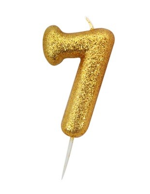 By AH -Candles -GLITTER GOLD '7' -Κεράκι Χρυσό Γκλίτερ αριθμός '7' By AH -Candles -GLITTER GOLD '7' -Κεράκι Χρυσό Γκλίτερ αριθμός '7'