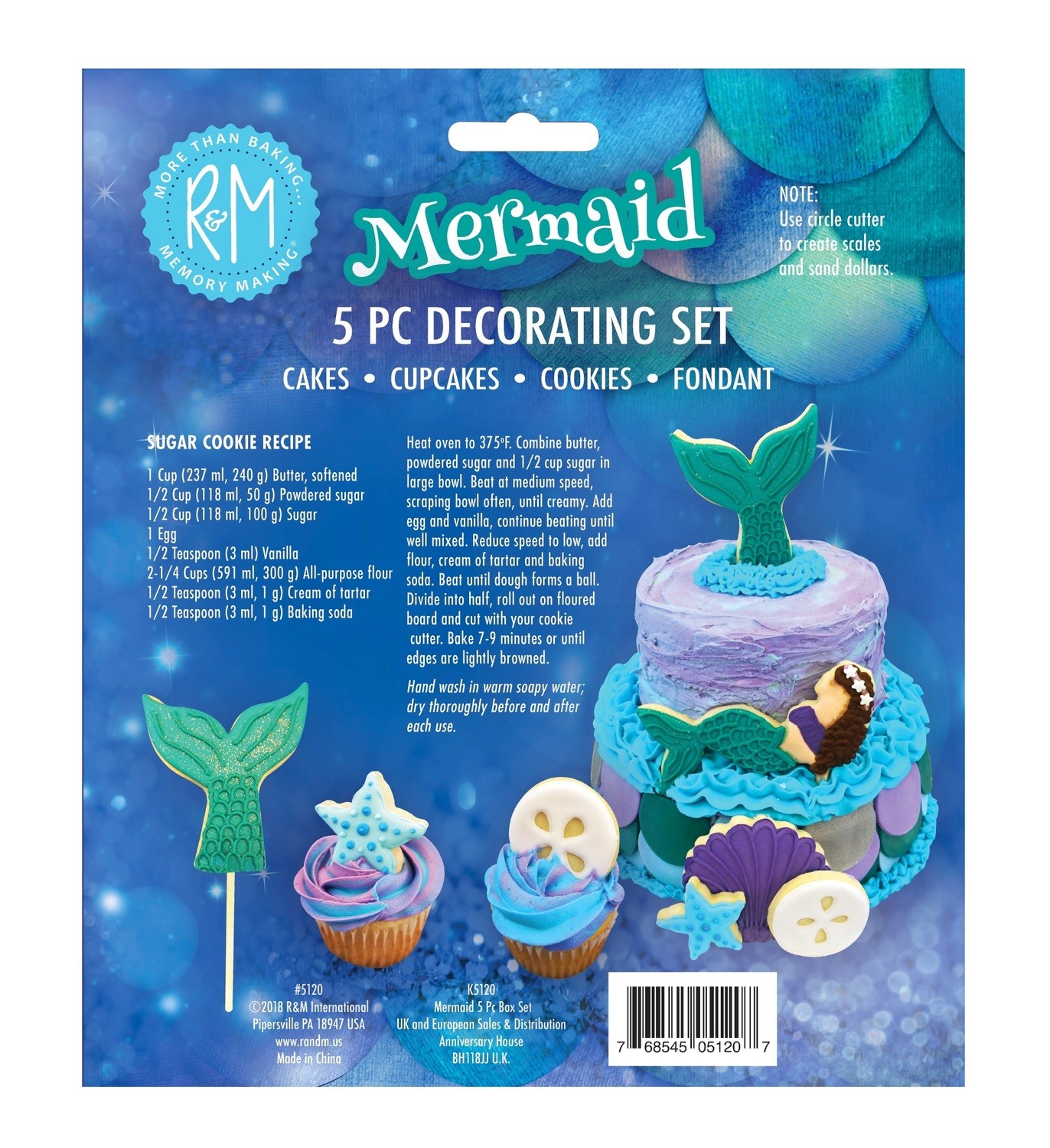 SALE!!! By AH Set of 5 Cutters -MERMAID CAKE DECORATING KIT - Σετ 5 τεμ κουπ πατ Γοργόνα