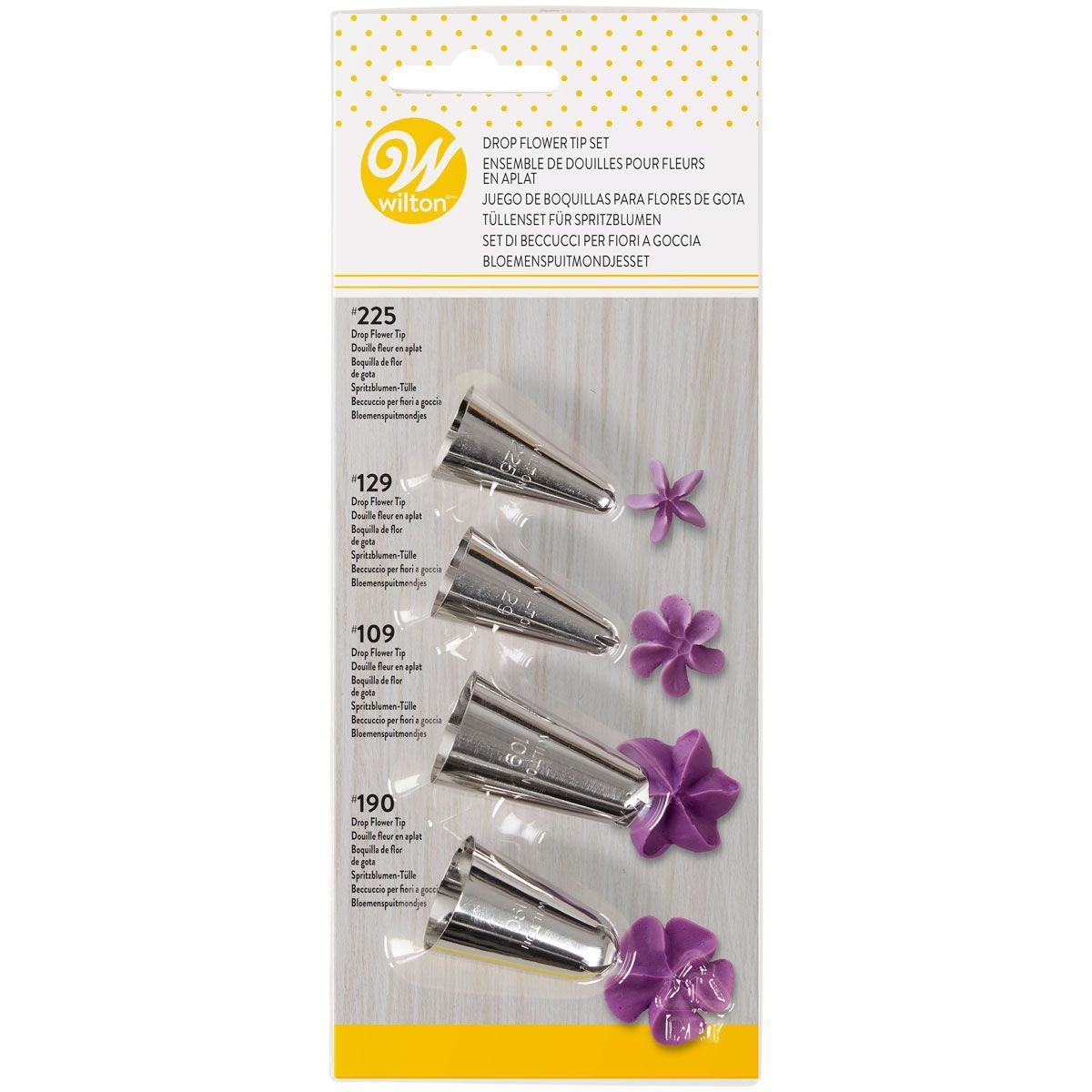 WILTON Nozzles Set of 4 -FLOWERS No.109, No.129, No.190, No.225 - Σετ 4τεμ  μύτες κορνέ  για λουλούδια