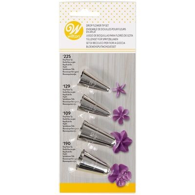 WILTON Nozzles Set of 4 -FLOWERS No.109, No.129, No.190, No.225 - Σετ 4τεμ  μύτες κορνέ  για λουλούδια