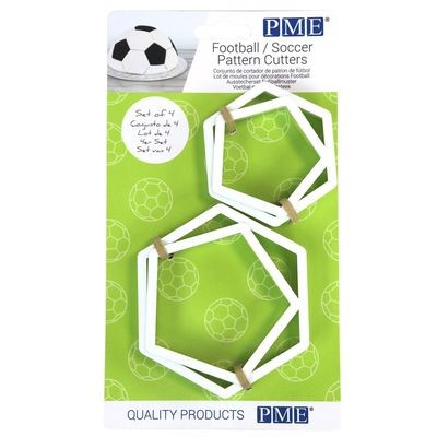 PME Geometric Cutters -Set of 4 -FOOTBALL/Soccer Pattern Cutters -Σετ 4 τεμ κουπ πατ για μπάλα ποδοσφαίρου