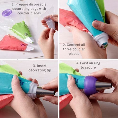 WILTON ColorSwirl Tri-Color Coupler Decorating Set of 9 - Σετ Διακόσμησης 9τεμ - Τριπλός προσαρμογέας για κορνέ.
