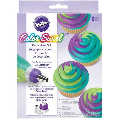 WILTON ColorSwirl Tri-Color Coupler Decorating Set of 9 - Σετ Διακόσμησης 9τεμ - Τριπλός προσαρμογέας για κορνέ.