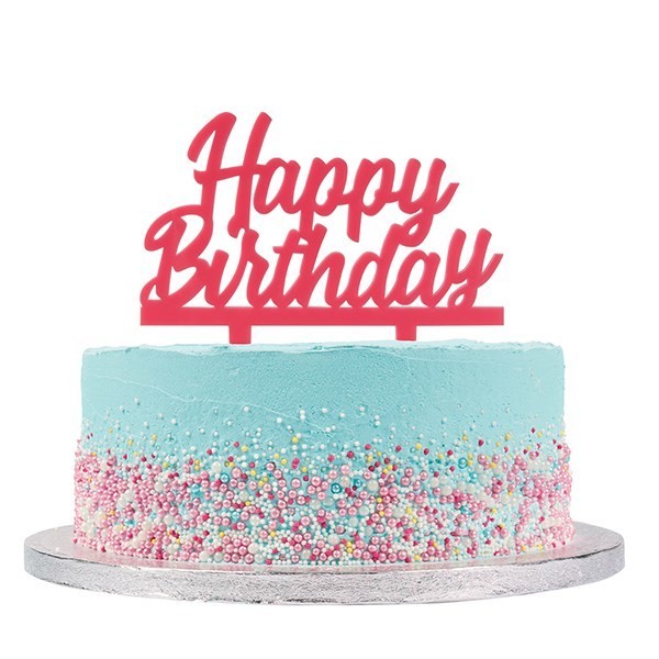Cake Star Topper -'Happy Birthday' -PINK -Τόπερ Τούρτας Ροζ