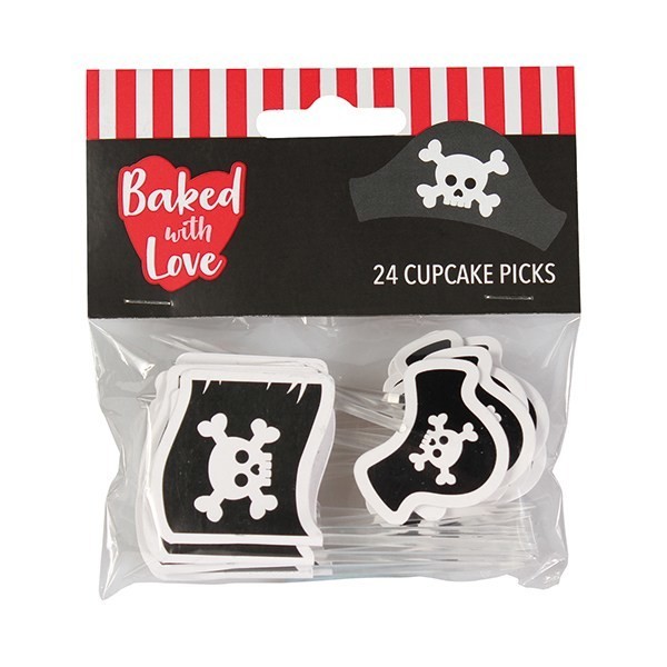 SALE!!! Baked With Love Cupcake Toppers -PIRATES -Τόπερ Πειρατές -24τεμ