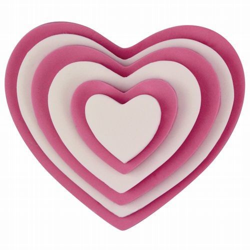 PME Geometric Basics -Set of 6 -HEART Cutters -Σετ 6τεμ κουπ πατ Πλαστικά Βασική Σειρά  Καρδιές 6 τεμ